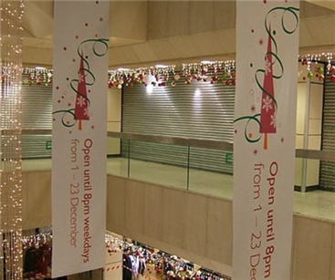 Festive hanging banners for Christmas promotions