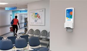 Digital sanitiser station in waiting room