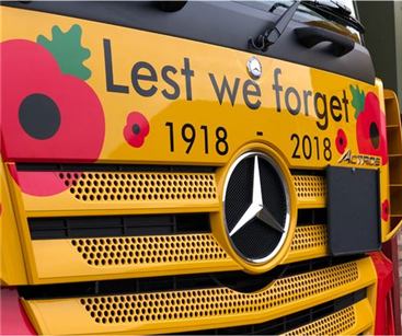 Poppy themed lorry graphics